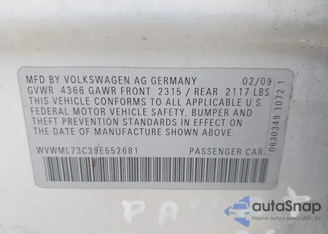 2009 Volkswagen Cc Sport from USA, damaged, VIN WVWML73C39E552681